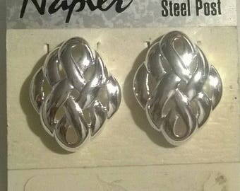 new napier silvertone surgical steel post earrings