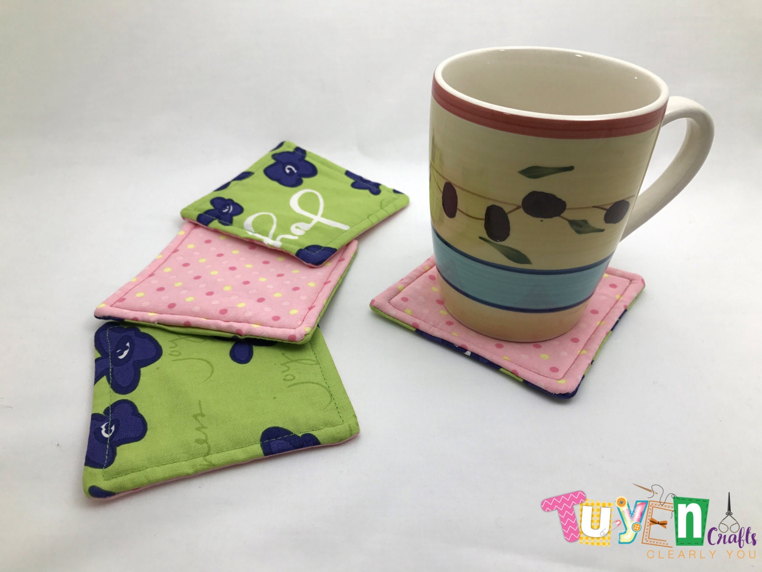 Fabric Coasters / Cloth Coasters / Linen Coasters Set of 4