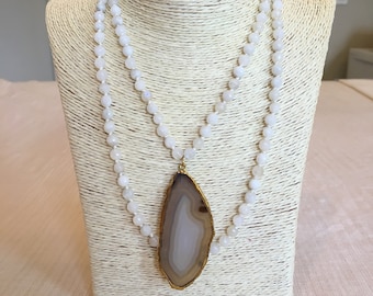 moonstone knotted necklace w/ agate