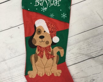 Embroidered Name Pet Christmas Stocking Custom Cat Dog Christmas Stocking -Dog Christmas - Pet Stocking - cat name stocking - personalized