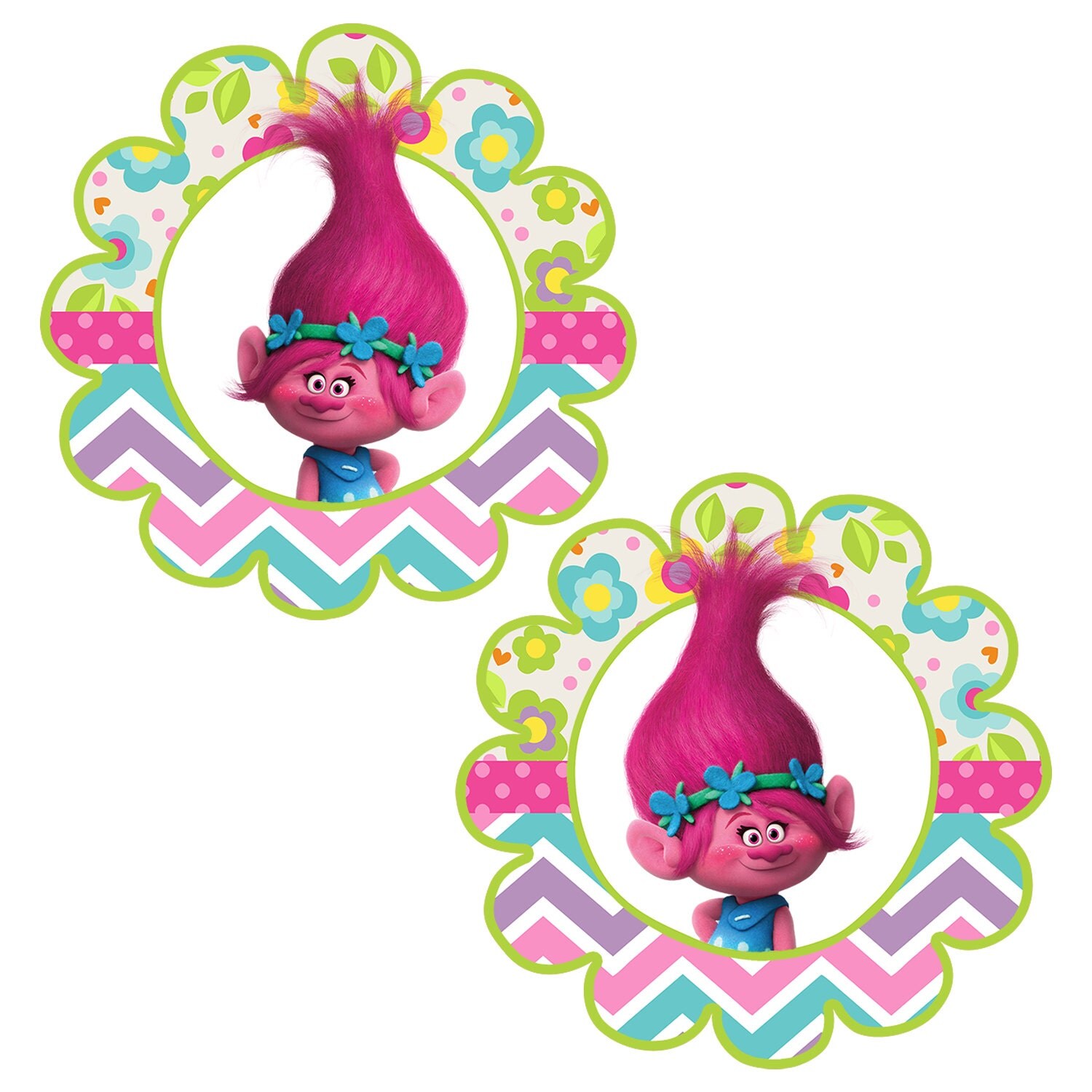 Troll Cupcake Topper, Trolls Party Favor, Poppy Troll Cupcake Topper