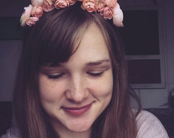 Flower crown, Pink flower crown, bridal headpiece, Flower headband, wedding headpiece, prom headpiece, baby shower headpiece, floral crown