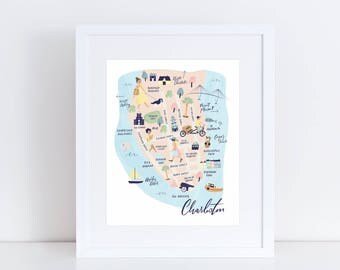 Charleston Map - 8x10 Art Print