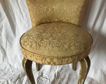 Pretty French Vintage Silk Covered Early 19th Century Boudoir Chair "Chauffeuse" / Vanity Chair / Charming Regency French Bedroom Chic