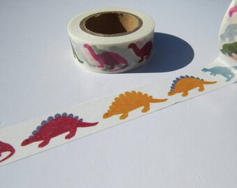 Dinosaurs Washi Tape / Colourful Washi Tape Featuring A Range Of Dinosaurs