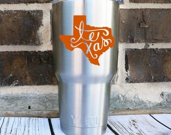 Texas Decal - Texas Yeti Decal -Texas Home Car Decal - Texas Tumbler Decal - Texas Coffee Cup - Fancy Texas Vinyl Decal - State Car Decal