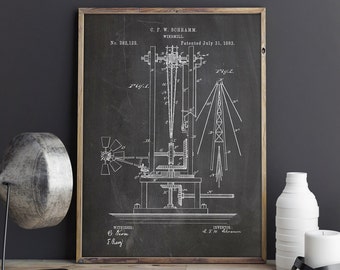 Windmill Patent, Windmill Poster, Windmill Wall Decor,Farm Windmill Decor,Windmill Decor,Windmill Wall Art,Farmhouse Poster,INSTANT DOWNLOAD
