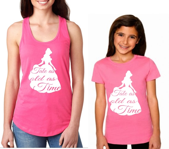 Matching Mother and Daughter Disney Shirts with Belle from