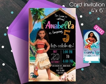 Moana Invitation, Moana birthday invitation, Moana party, Moana birthday, Moana invitations, Moana, invitations, free thank you notes, free