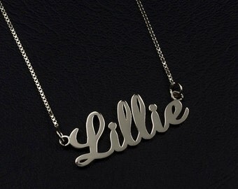 Name Necklace Silver, Custom Name Necklace, Personalized Jewelry, Name Jewelry, Sterling Silver Necklace, Gift, Nameplate Necklace Silver