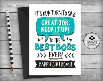 Boss Birthday Card | Card for Boss | Boss Appreciation Card | Boss Birthday | Instant Download | Best Boss | Printable Cards | Greeting Card