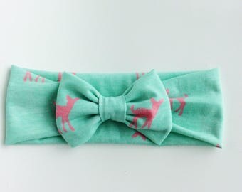 LAST Baby turban headband pink fawn headband top knot baby headband knot bow headband knot headband toddler knot headband girl top knot
