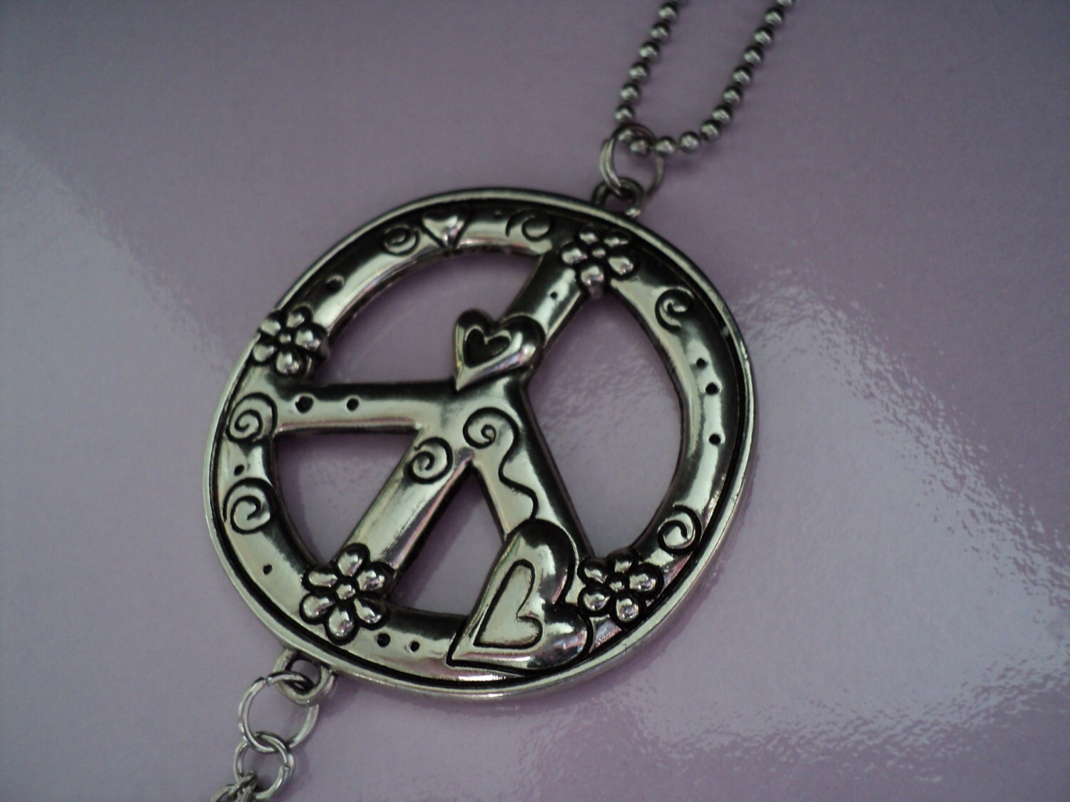 Key Chain PEACE Key Chain Silver Peace Sign Silver Charms