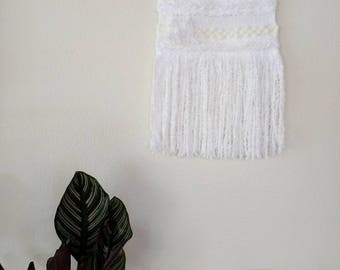 White Soft Plushy Woven Wall Hanging | Boho-Style Wall Hanging | White Wall Tapestry