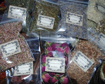 Loose Herbs, 5 Herb Set, Spell Herbs, Ritual Herbs, Witchcraft Herbs, Organic Herbs, Folk Magick, Hoodoo, Wicca, Resins, Mugwort, Lavender