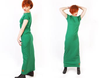Casual Dress // Maxi Dress // Summer Dress // minimalistic // green long dress // cotton //spring clouth
