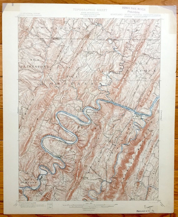 Antique Paw Paw West Virginia 1900 US Geological Survey