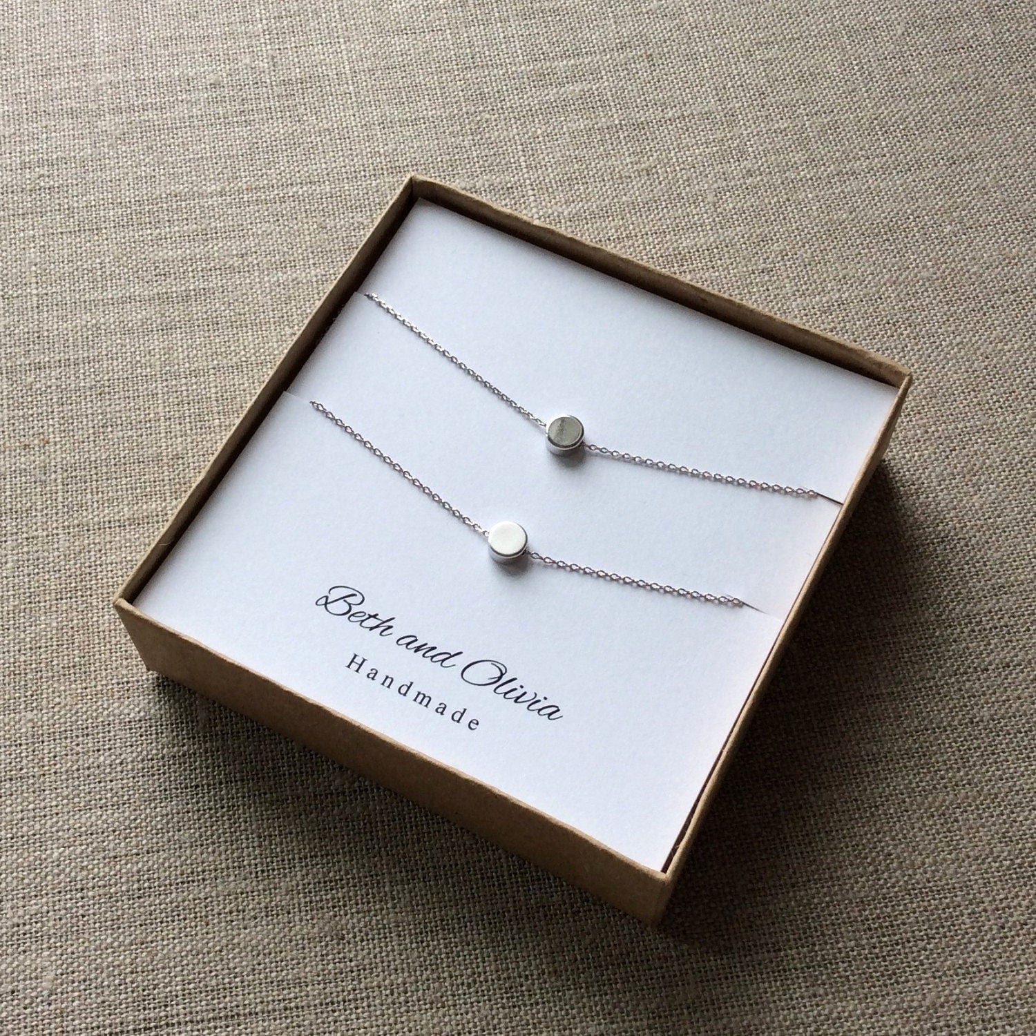 Tiny Round Charm Necklace set, dot charm necklace, matte silver charm necklace, round charm necklace, round pendant, best friend necklace