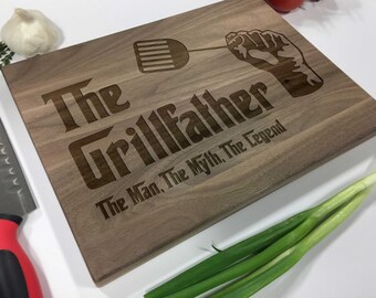 The Grill Father - Funny Cutting Board - Engraved Cutting Board, Custom Cutting Board, Wedding Gift, Housewarming Gift, Anniversary Gift