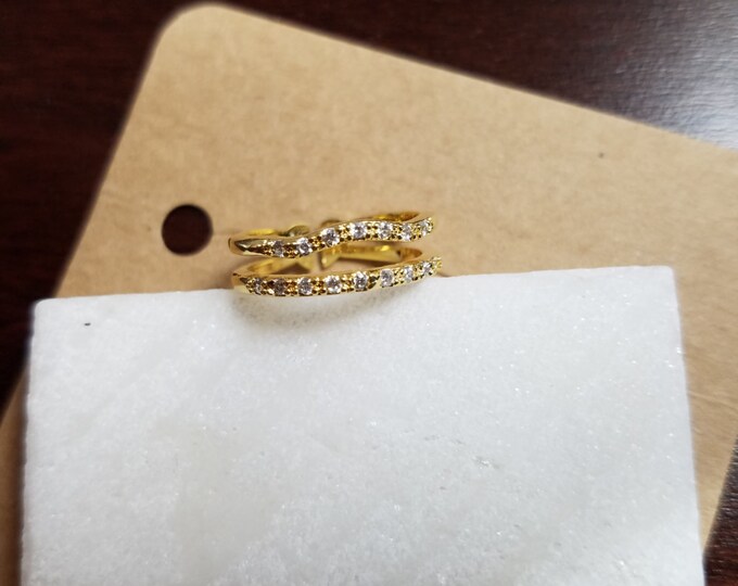 18Kgp Gold Double row Ring with Czech Stones
