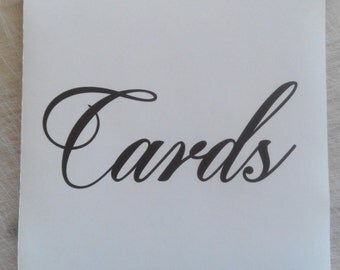 card sign for wedding, cards sticker, wedding sign for reception decor, cards signage, cards decal, scrip letters cards, wedding decoration