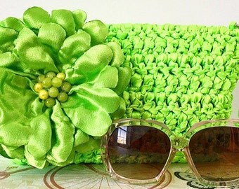Boho Bag Hippie Bag Gypsy Bag Colorful Bag Gifts for Women Purse with Flowers Women's Handmade Purse Green Bag Green Purse Bohemian Bag