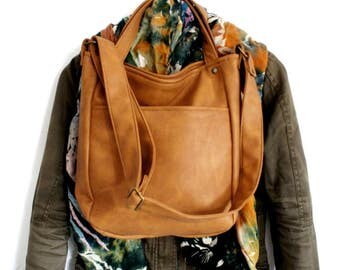 MinIKS / vegan / ginger / small / hand bag / cross body / shoulder bag / bag / minimalism / pocket / minimal / fake leather / zipper