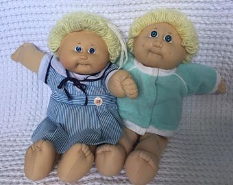 Cabbage Patch Kids, 2 Dolls, Blonde, 1985, OK Factory, KT Factory, One Tooth