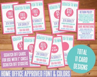 SALE! Unicorn Scratch Off Cards, Customized, Personalized, Business Cards, Loyalty, Marketing, Scratch to Win, Fashion Consultant Cards, LLR