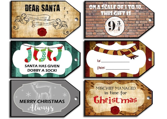 Wizard Christmas Tags harry potter labels harry potter tag