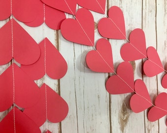 Hearts Garland, Valentine's Day Garland, Red Hearts, Happy Valentine's Day, Birthday, Bridal Shower, Baby Shower, Decorations