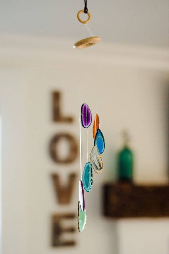 Agate Wind Chime Home Decor Mineral Slab Healing Agate Wind Chime Home Decor Mineral Slab Healing