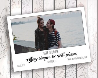 Save-the-Date Invitation, Save-the-Date Postcard, Custom, Print/Digital - Couple Landscape