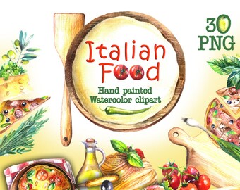 Pizza Watercolor ClipArt Handpainted food Illustration Food clipart Pizza png Pizza Menu Pizza Party Pizza illustration Pizza Restaurant