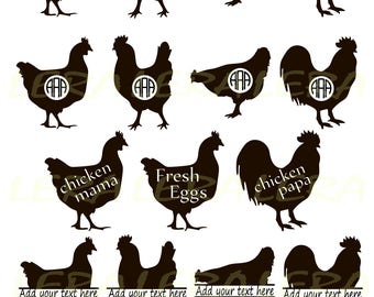 60 % OFF, Chicken SVG, Chicken Monogram Svg, Chicken Silhouette, Chickens Svg, Dxf, Eps, Png files for Cricut, Vector Art, Digital Cut Files
