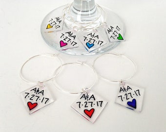 wedding wine charms, monogrammed wine glass charms, custom wine charms, wedding favors, wedding wine tags, initial wine charms, wine glass