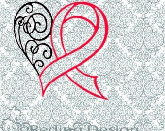 Red Awareness Heart Aids Red Ribbon Week SVG Digital Cut File