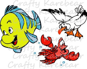 Collection - Little Mermaid Friends SVG and DXF Ditial File Download
