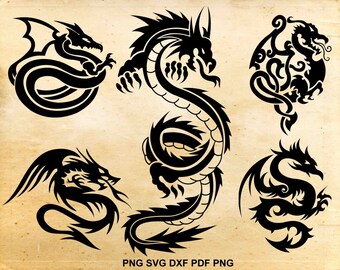 Dragon svg, Dragon clip art, Dragon Silhouette, Cut files for Cricut silhouette, Instant download svg pdf eps dxf png