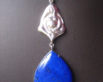 Silver Pendant and Lapis lazuli unique piece