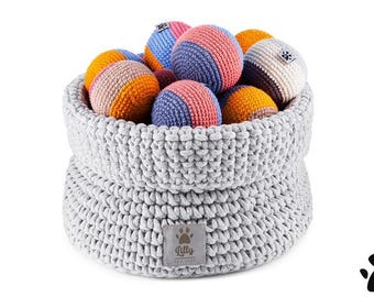 Premium Dog Toys Basket - Silver - 100% handmade