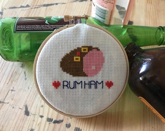 Always Sunny Cross Stitch 4" Hoop - RUM HAM