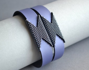 Womens leather wristband with beads Womens leather wristband Leather cuff bracelet for women Leather bracelets for women