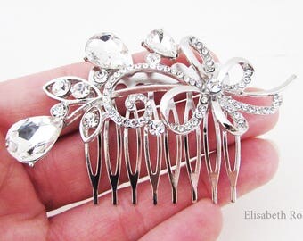 Small Crystal Wedding Hair Comb, Crystal Hair Jewellery for Wedding, Decorative Crystal Hair Comb, Wedding Hair Jewellery, Small Silver Comb