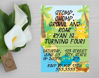 Baby Dinosaurs Birthday Party Invitation-Dinosaur Themed Party Invitation-Children's Birthday Party Invitation-Dinosaurs Birthday Invitation