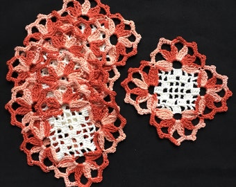 Crochet Doilies, Handmade Doilies, Set of 6 Doilies