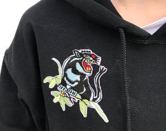 Sukajan panther handmade embroidered hoodie - light blend for summer evenings with that extra personal feeling