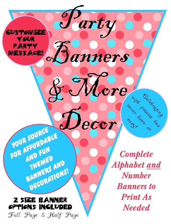 pink polka dot printable alphabet number banners