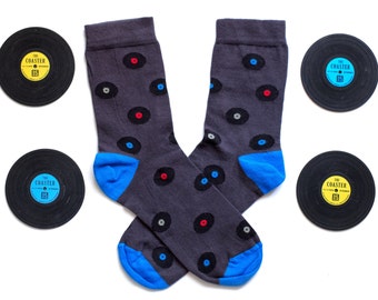 Vinyl Records socks, fun socks, socks cozy socks, women socks,man sock, casual socks, cool socks, gift socks, cotton socks made in EU socks