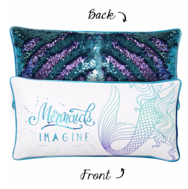 Imagine Mermaid Pillow w/ Reversible Sequins Back